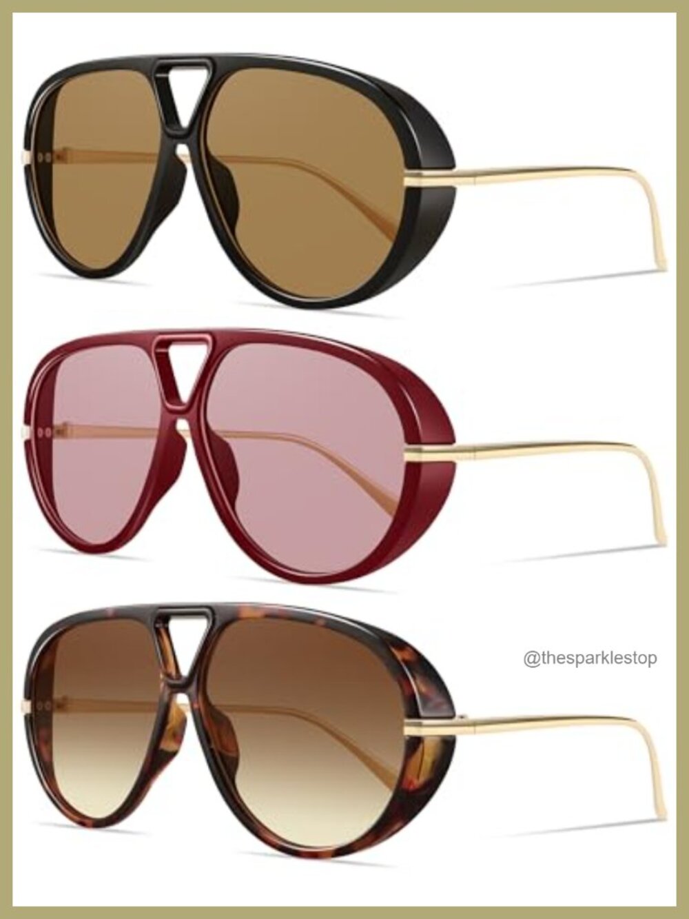 Oversized Retro Aviator Sunglasses UV400 Protection 3 Pack